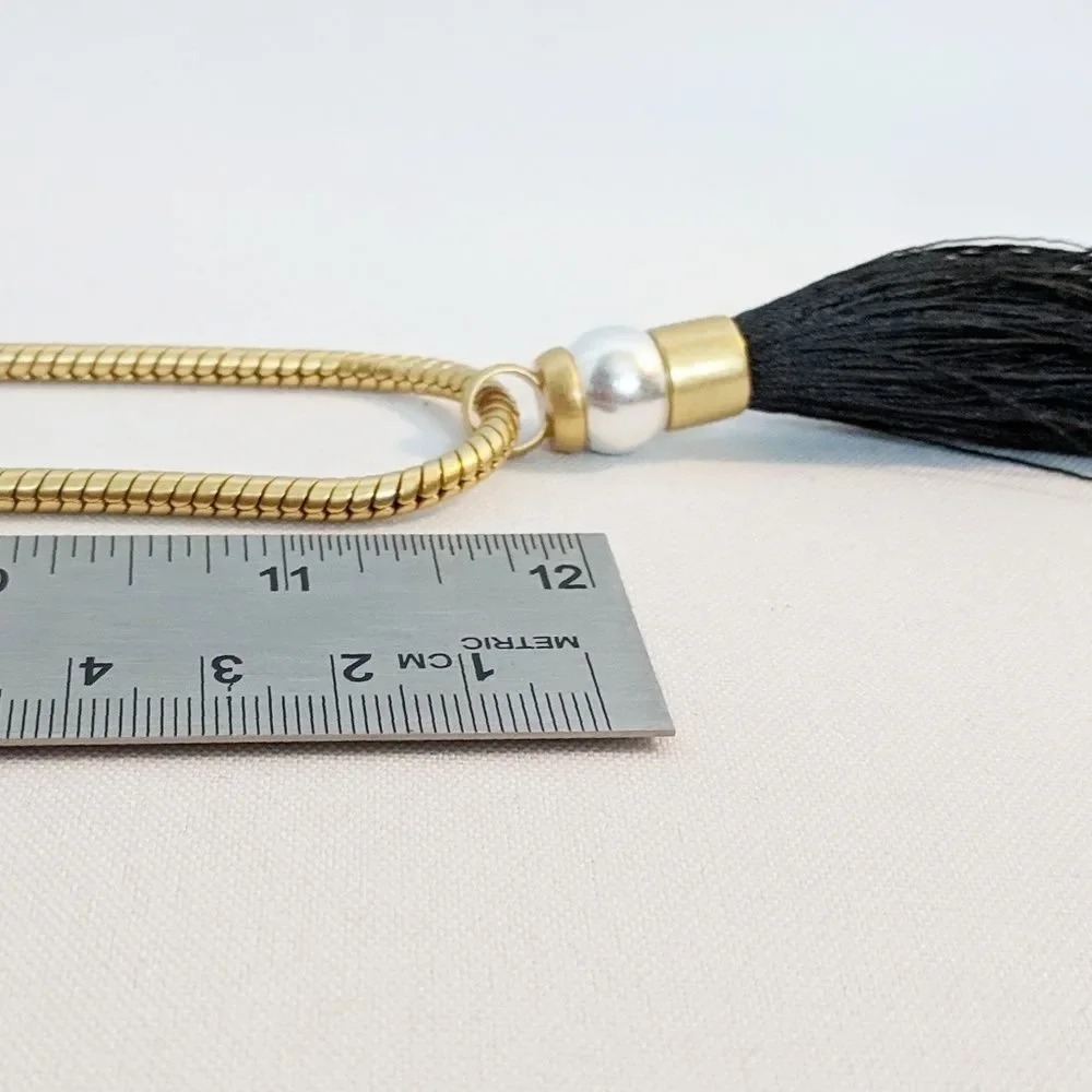 Rachel Zoe Gracie Silk Tassle Necklace 12kt Gold P